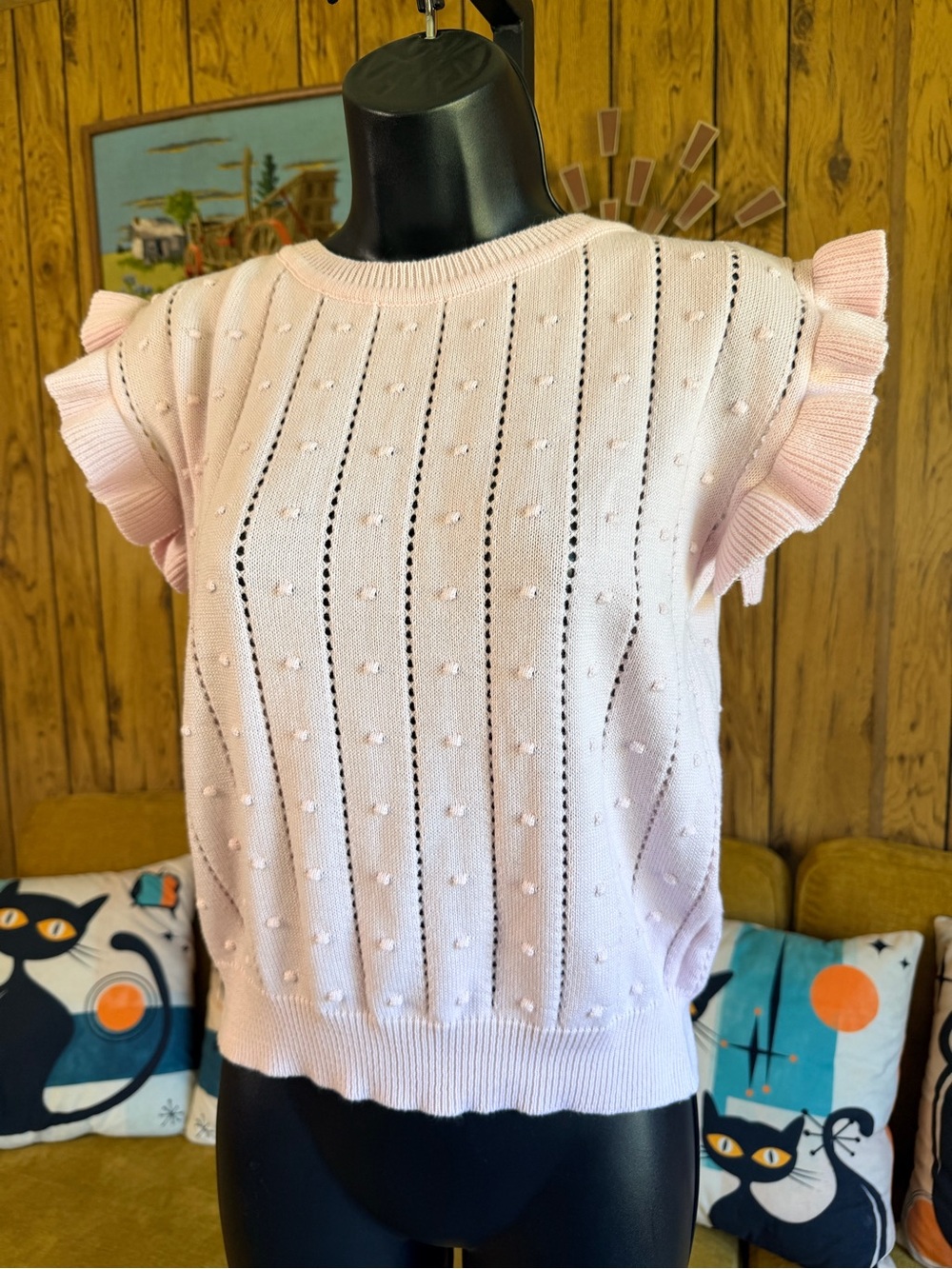 Light Pink Ruffle Sleeve Sweater